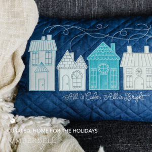 Kimberbell Quilted Pillow Blank Lumbar Cover Navy Linen 12" x 18" KDKB241