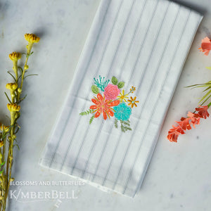 Kimberbell Tea Towel Blanks, Gingham & Pinstripe Grey/Cream Set of 2 # KDKB251
