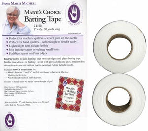Marti's Choice Batting Tape Fusible Non Woven 1in x 30yds - 2 rolls per pack # MM8220
