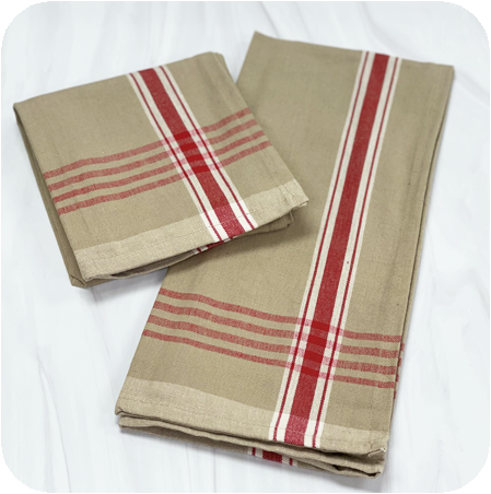Farmhouse Taupe With Red Plaid Border Kitchen Towel for embroidery