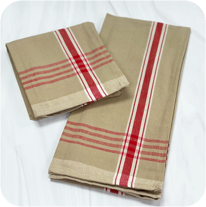 Farmhouse Taupe With Red Plaid Border Kitchen Towel for embroidery
