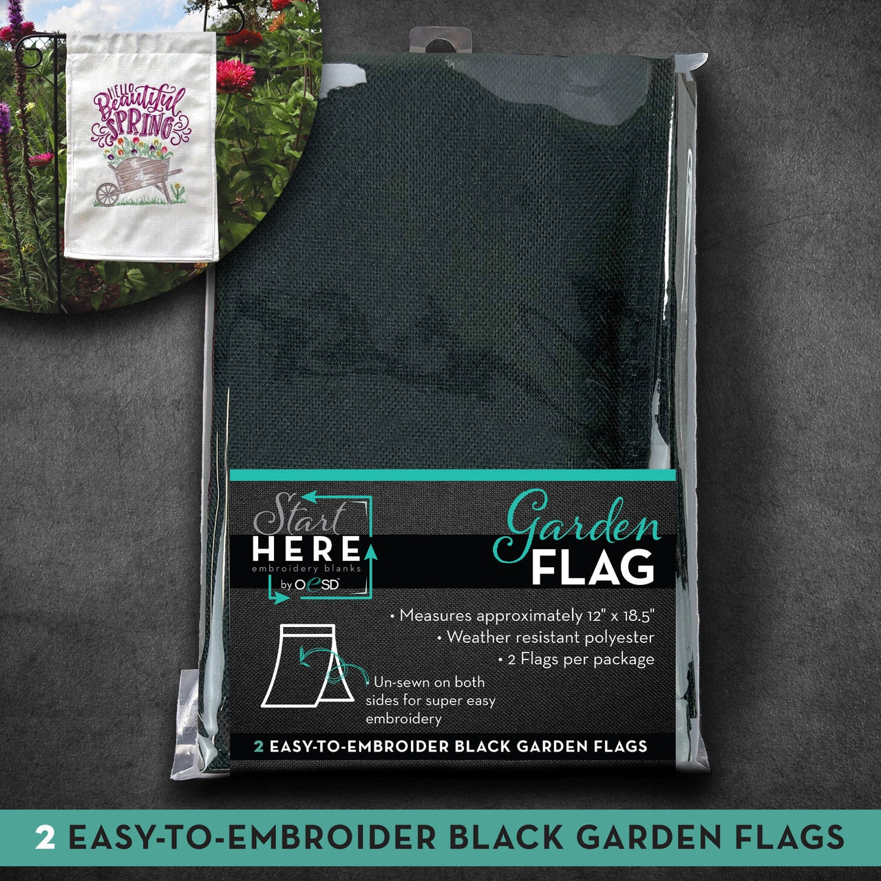 OESD Garden Flag Embroider Black or Beige Garden Flags
