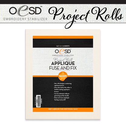 OESD Applique Fuse and Fix 8.5" x 11" Sheets HBA20-10 or PRHBAFF