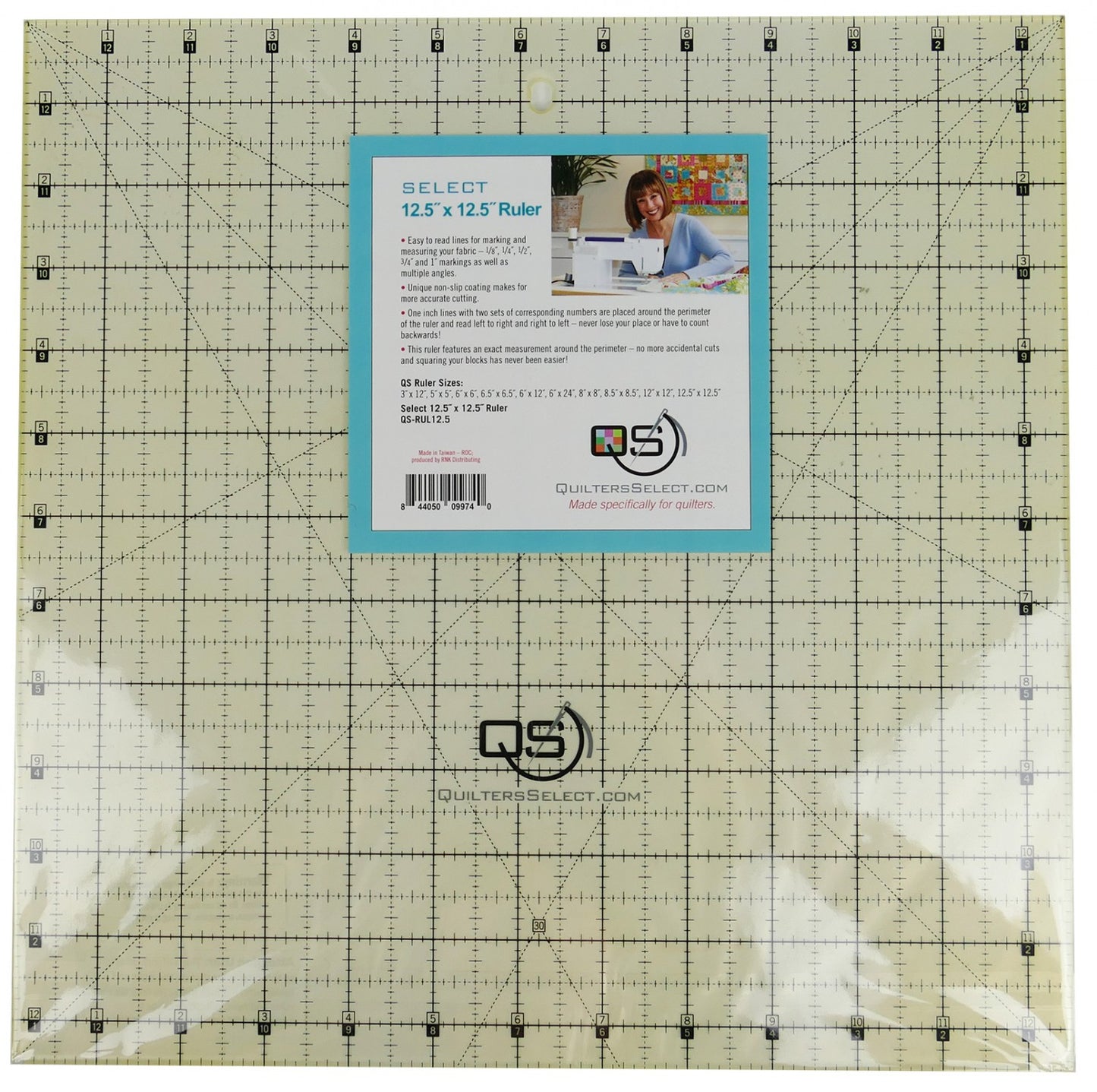 Quilter's Select Non-Slip Ruler 12-1/2in x 12-1/2in # QS-RUL125N