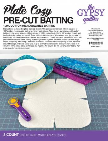 Plate Cozy Pre-Cut Batting 8ct # TGQ102 The Gypsy Quilter