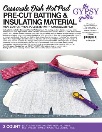 Casserole Dish Hot Pad Pre-Cut Batting 3ct # TGQ104 The Gypsy Quilter