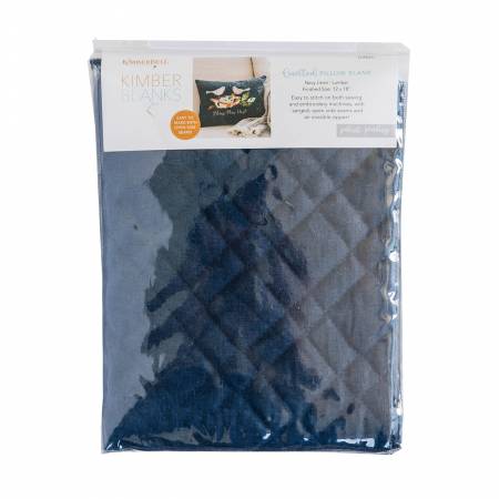 Kimberbell Quilted Pillow Blank Lumbar Cover Navy Linen 12