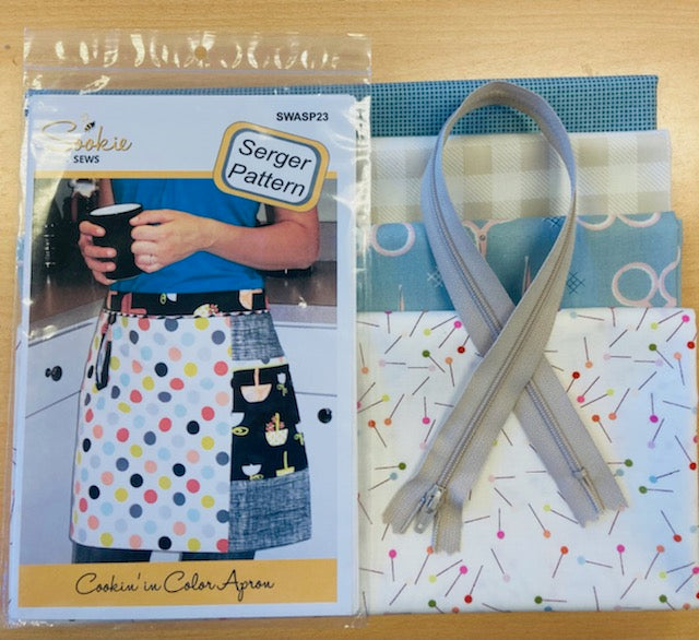 Serger Apron FABRIC KIT BLUE OR PEACH for Sookie Cookin' in Color Apron PATTERN NOT INCLUDED