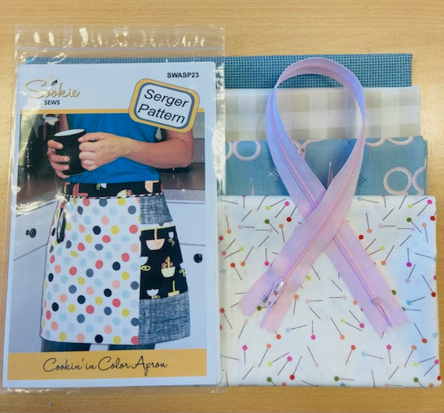 Serger Apron FABRIC KIT BLUE OR PEACH for Sookie Cookin' in Color Apron PATTERN NOT INCLUDED