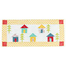 Load image into Gallery viewer, Fabric Kit for Clear Blue Tiles Seasonal Houses Table Runner - 4 CHOICES