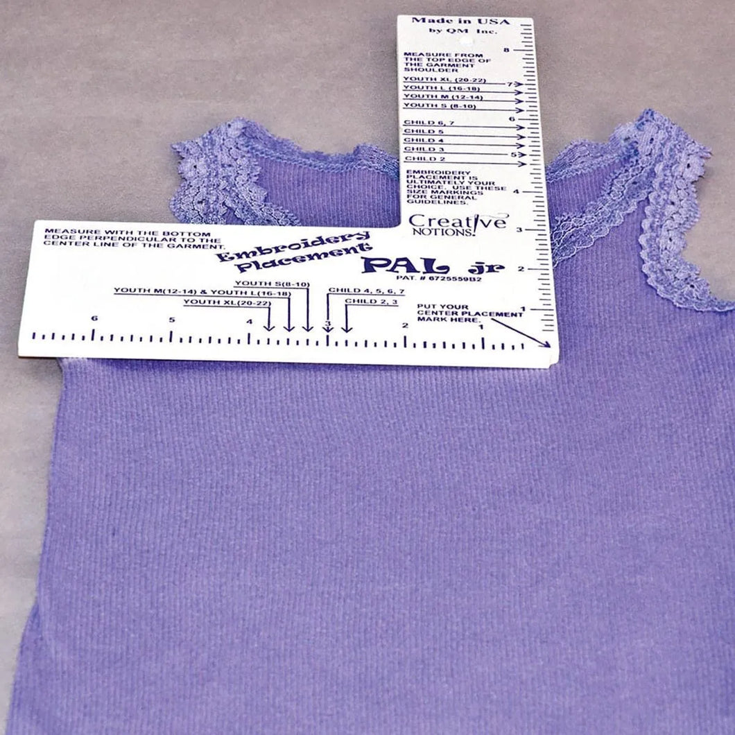 Embroidery Placement Ruler JR. CNEPRJR1 OR Adult CNEPR1