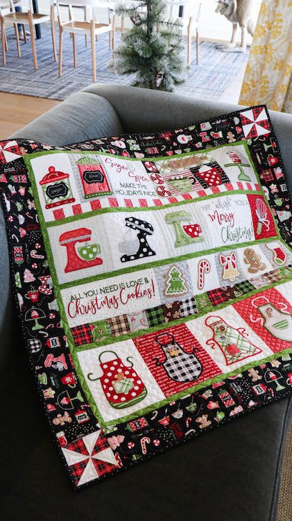 Kimberbell We Whisk You A Merry Christmas Fabric Quilt Kit With BLACK BORDER