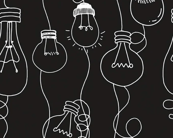 Coffee Chalk Riley Blake Fabric Black Bulbs