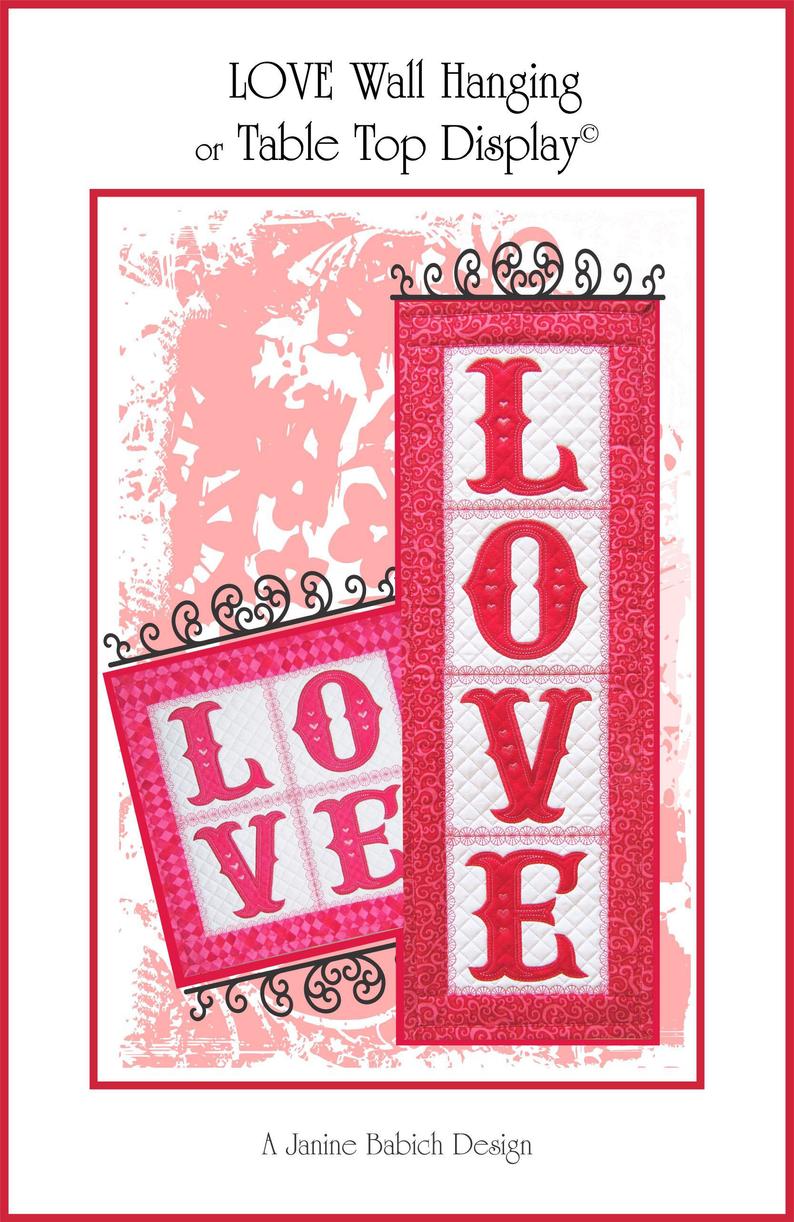 Love Wall Hanging & Table Display Machine Embroidery CD, From Janine Babich Designs