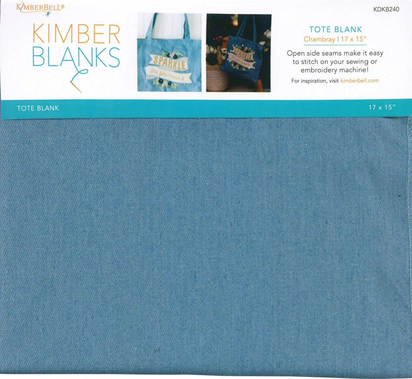 Kimberbell Fill in the Blank: JANUARY 2021 – Sparkle Like You Mean It Chambray Tote w/ EMBROIDERY DESIGN and OPTIONAL embellishment kit