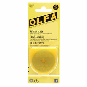 Set of 5-five OLFA 45 mm blades for the 45mm rotary cutter-RB45-5