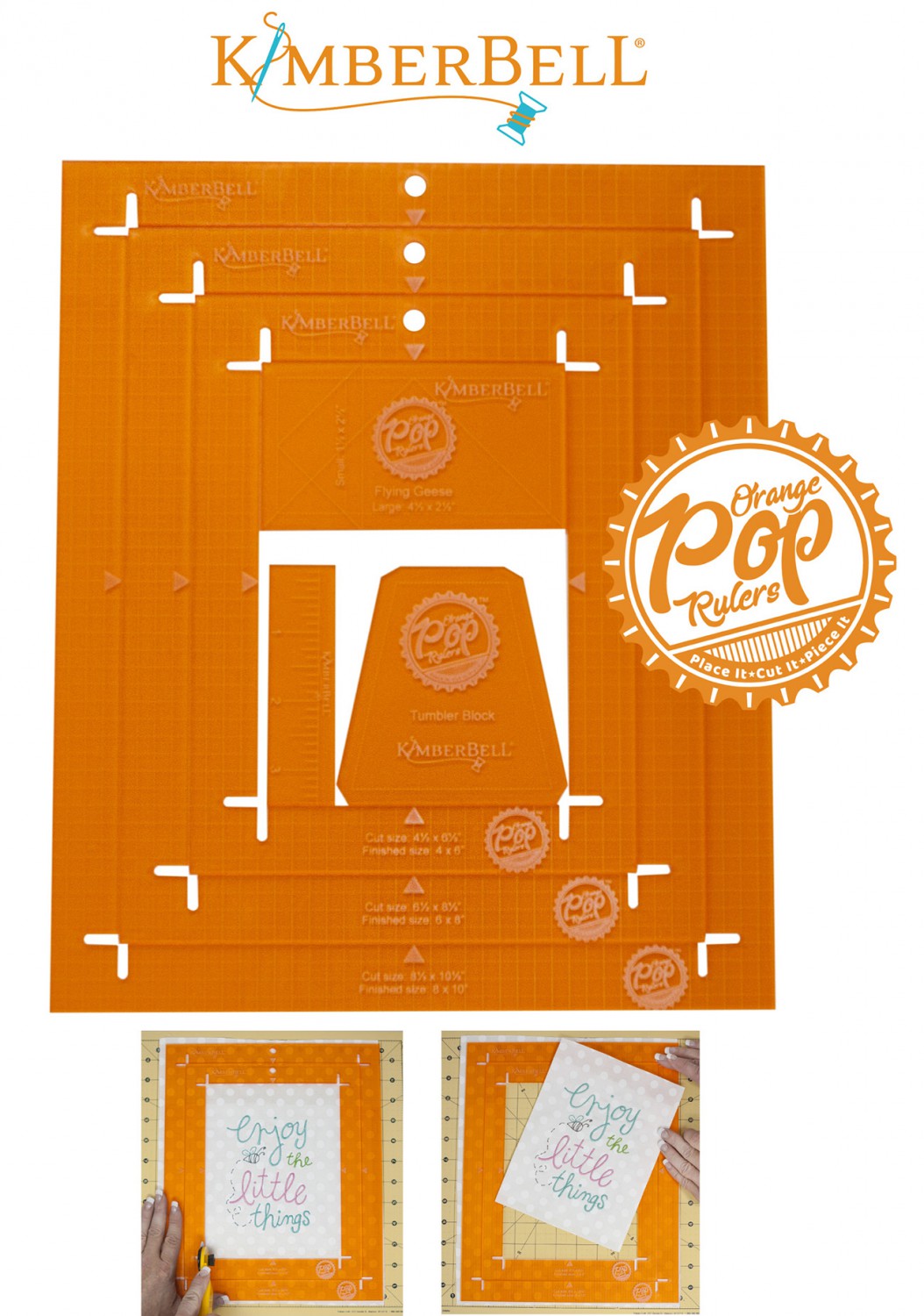 Kimberbell Orange Pop Rulers Rectangular and Square Set