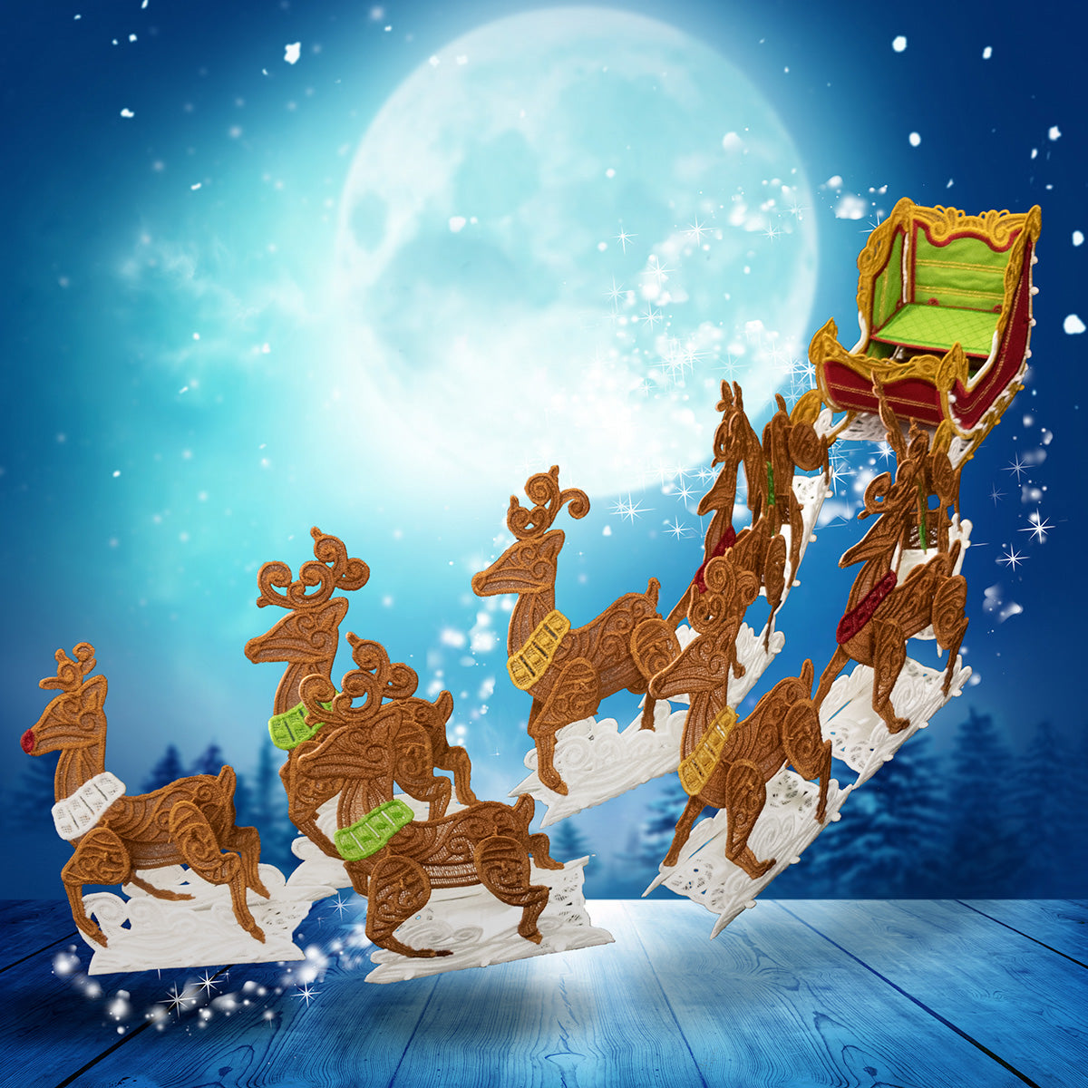 12841 OESD Freestanding Sleigh & Reindeer CD